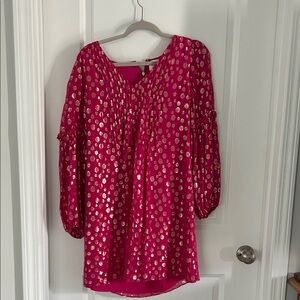 Lilly Pulitzer Vibrant Pink and Gold Maxi Dress